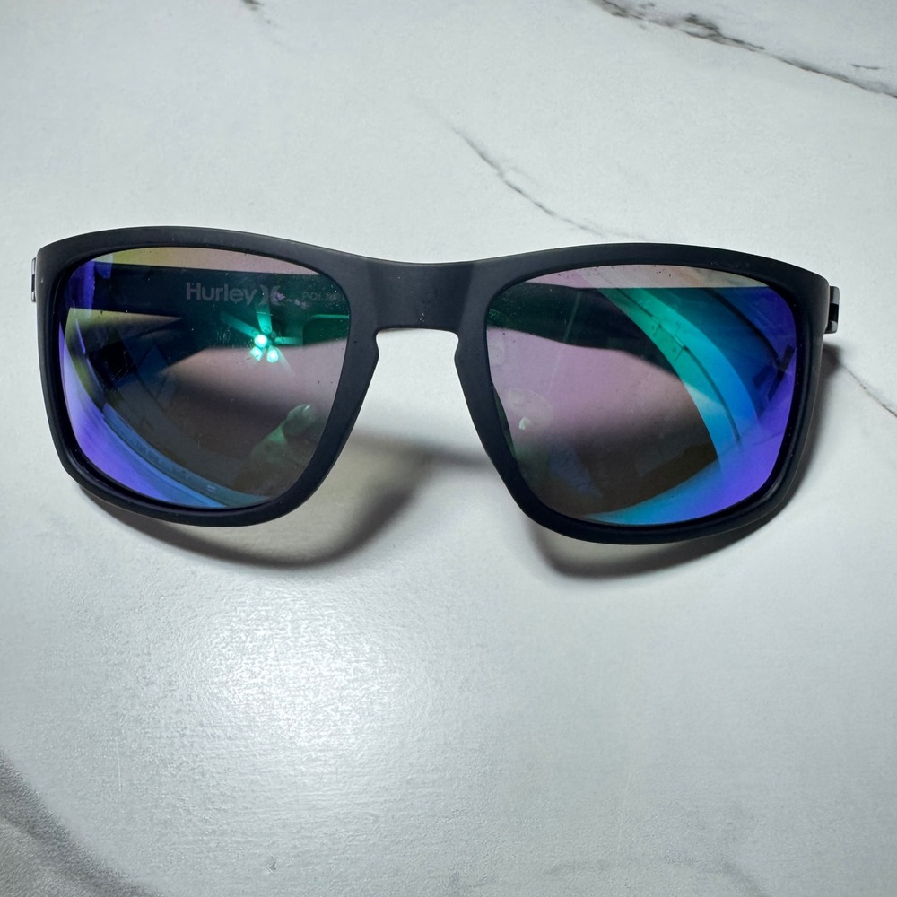 Hurley HSM1006OP 008 Polarized Sunglasses Matte Black Purple Mirrored 56-18-135